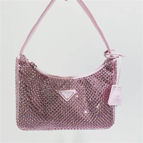 small prada pink bag|Prada pink rhinestone bag.